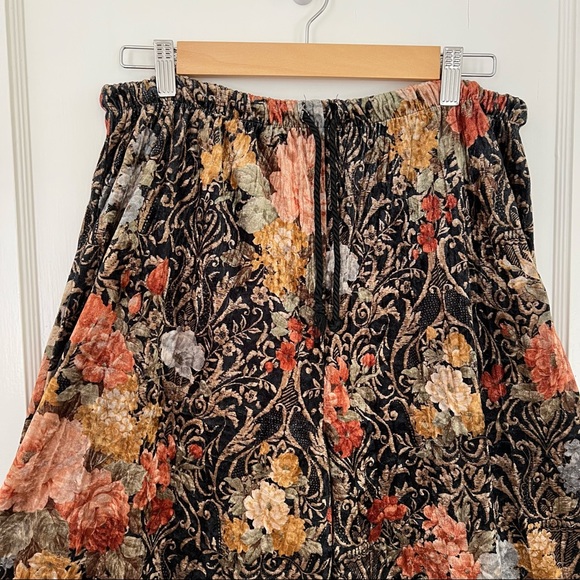 Vintage 90s Velvet Floral Wide Leg Pants - Picture 3 of 5